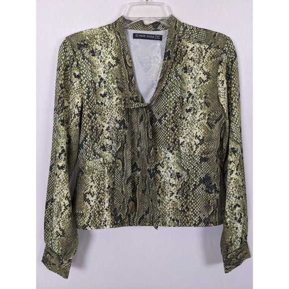 Haute Rogue‎ long sleeve snake print crop blouse S - Picture 1 of 8